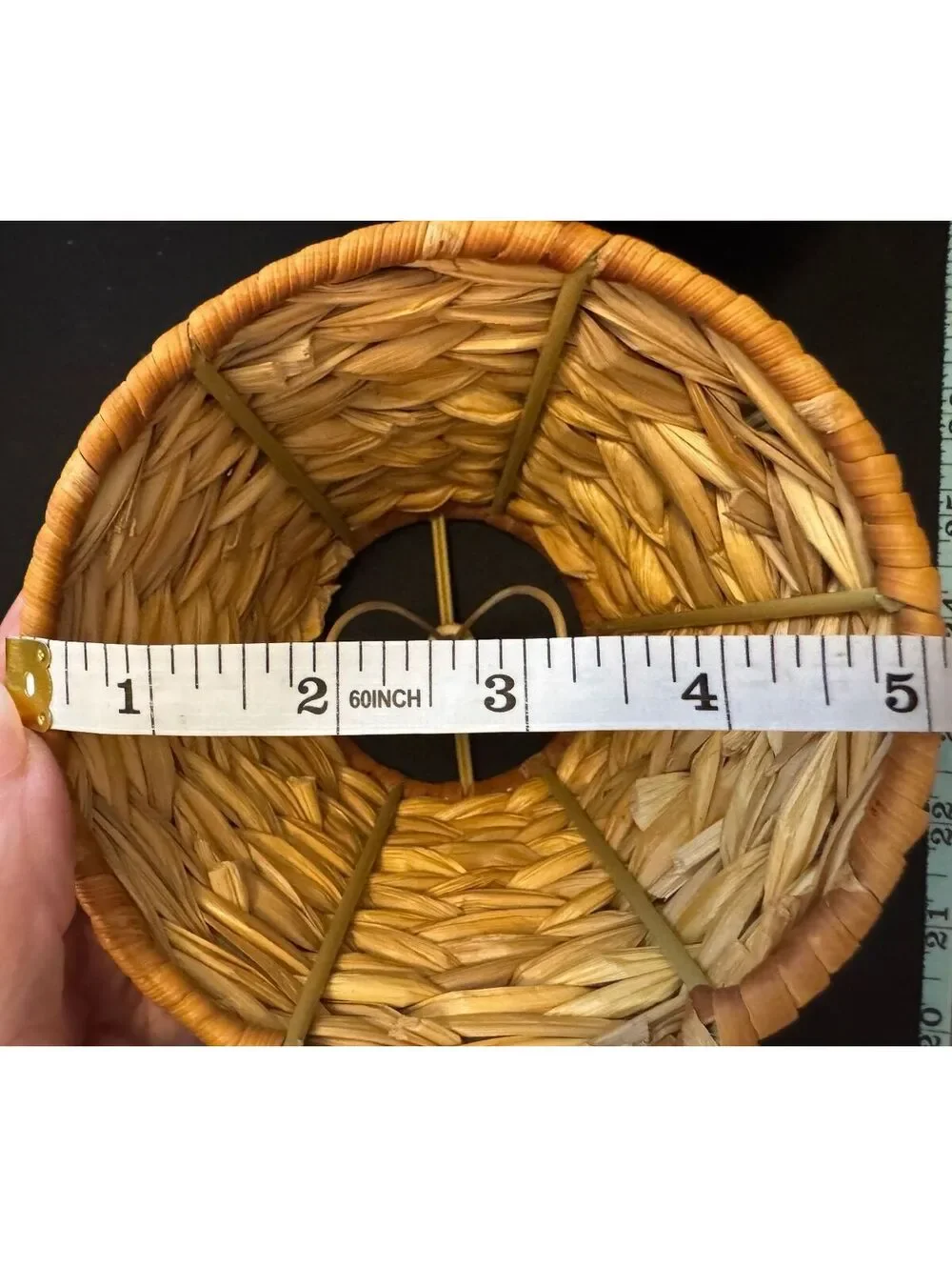 Woven Rattan Lamp Shades with Metal Frame Pair